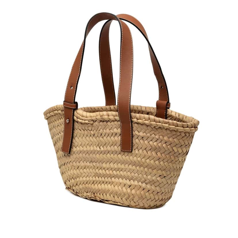 LOEWE Small Raffia Anagram Basket Tote Beige Very good condition - Back View