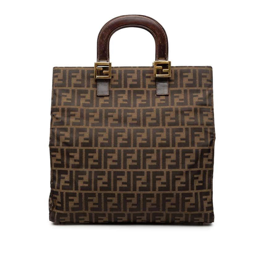 Fendi Zucca Canvas Twins Tote Brown Very good condition - Front View