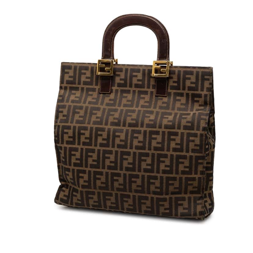 Fendi Zucca Canvas Twins Tote Brown Very good condition - Back View