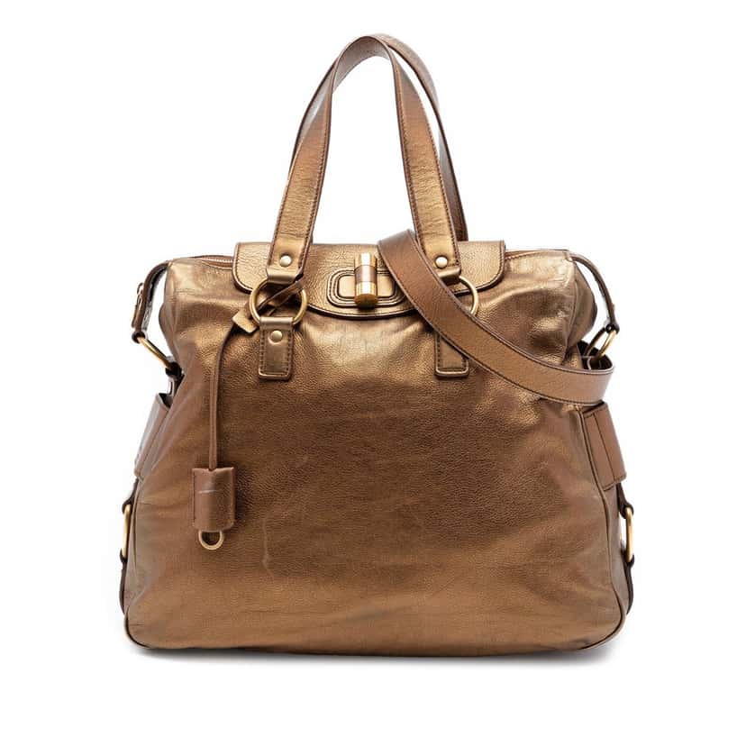 Saint Laurent Metallic Calfskin Muse Satchel Brown Leather Very good condition - Front View