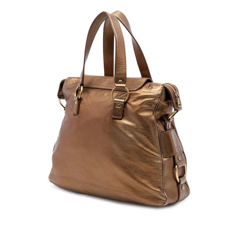 Saint Laurent Metallic Calfskin Muse Satchel Brown Leather Very good condition - Back View