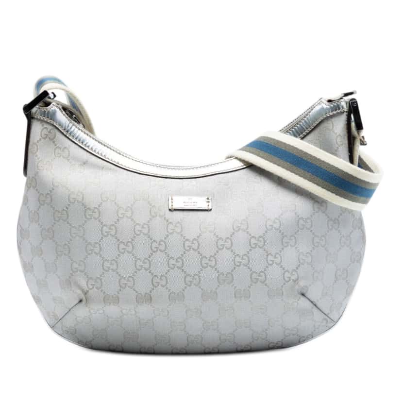 Gucci GG Imprime Web Crossbody Silver Very good condition - Front View