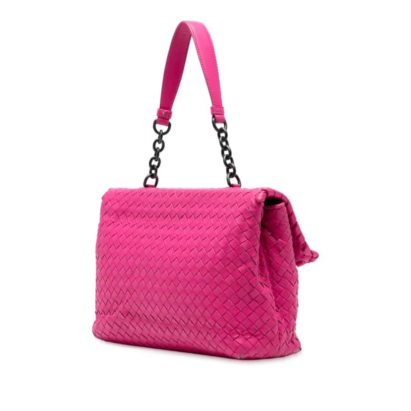 Bottega Veneta Medium Nappa Intrecciato Olimpia Shoulder Bag Pink Leather Very good condition - Back View