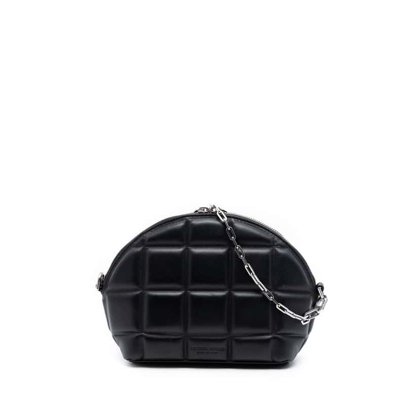 Bottega Veneta Mini Padded Nappa Half Moon Chain Crossbody Black Leather Very good condition - Front View