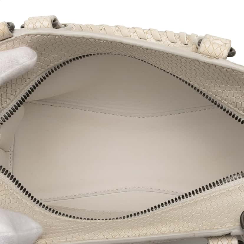 Balenciaga Mini Python Embossed Calfskin Neo Classic City Satchel White Leather Very good condition - Model View