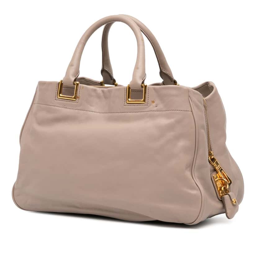 Prada Vitello Bow Satchel Beige Leather Very good condition - Back View