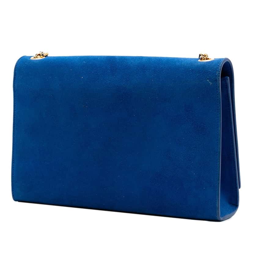 Saint Laurent Medium Suede Monogram Kate Tassel Crossbody Blue Leather Very good condition - Back View