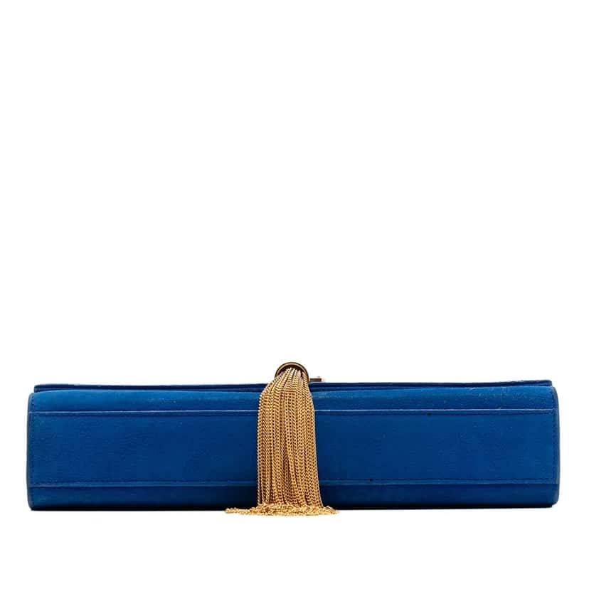 Saint Laurent Medium Suede Monogram Kate Tassel Crossbody Blue Leather Very good condition - Inside View