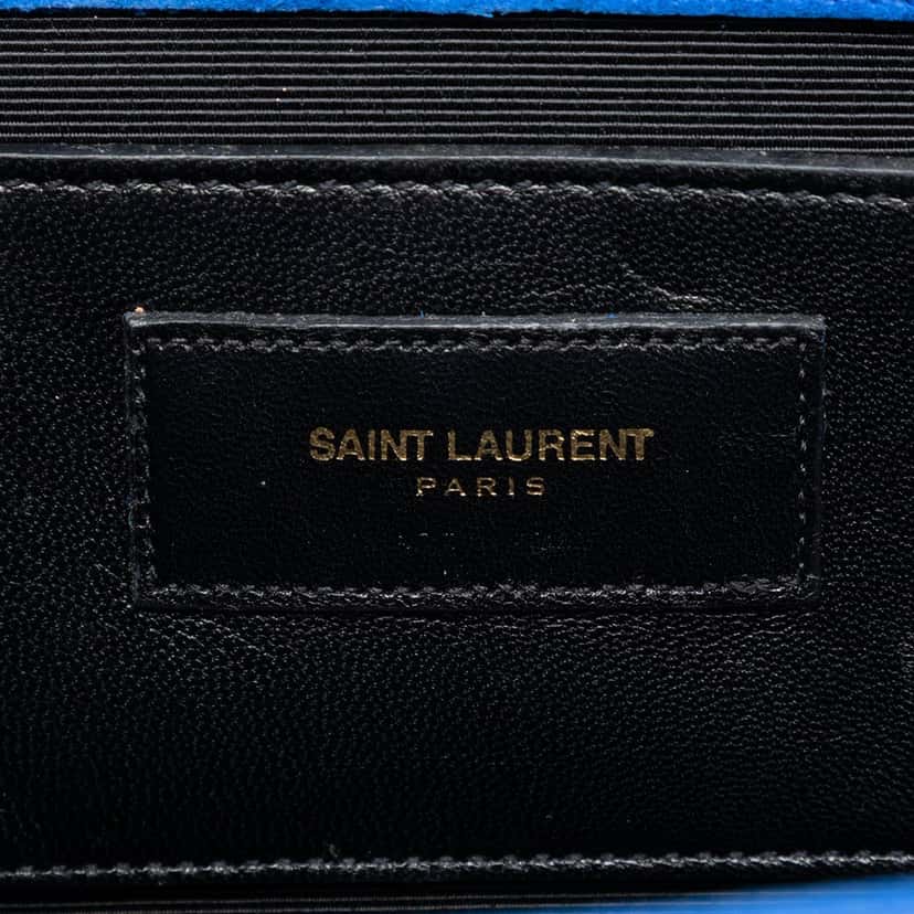 Saint Laurent Medium Suede Monogram Kate Tassel Crossbody Blue Leather Very good condition - Box View