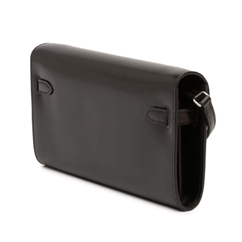 Hermès Box Calf Kelly To Go Wallet Black Leather Very good condition - Back View