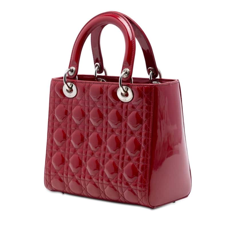 Dior Medium Patent Cannage Lady Dior Red Leather Very good condition - Back View