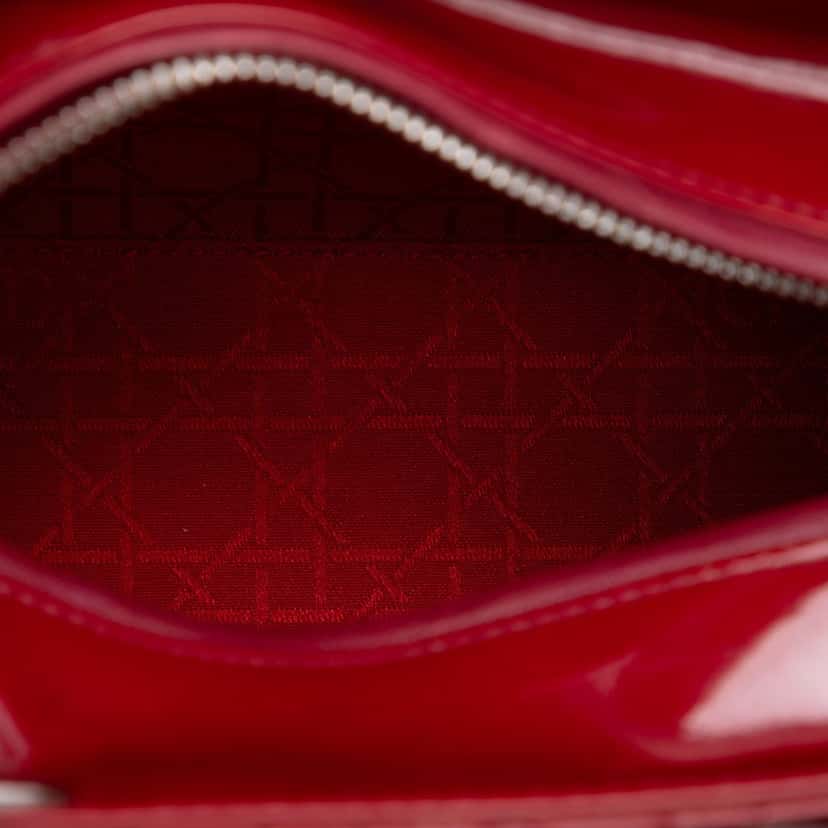 Dior Medium Patent Cannage Lady Dior Red Leather Very good condition - Model View