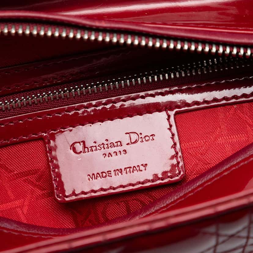 Dior Medium Patent Cannage Lady Dior Red Leather Very good condition - Box View