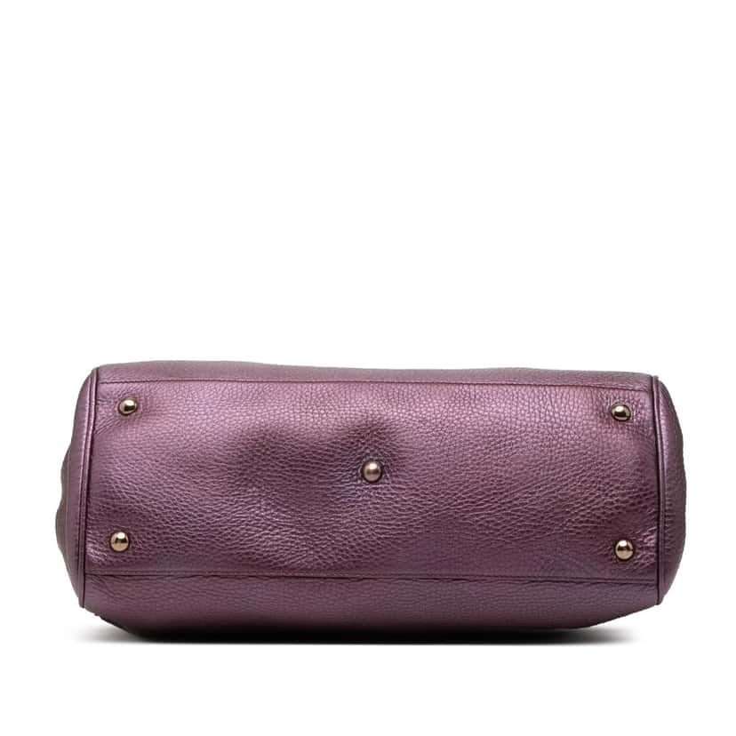 Gucci Medium Calfskin Bamboo Shopper Satchel Purple Leather Very good condition - Inside View