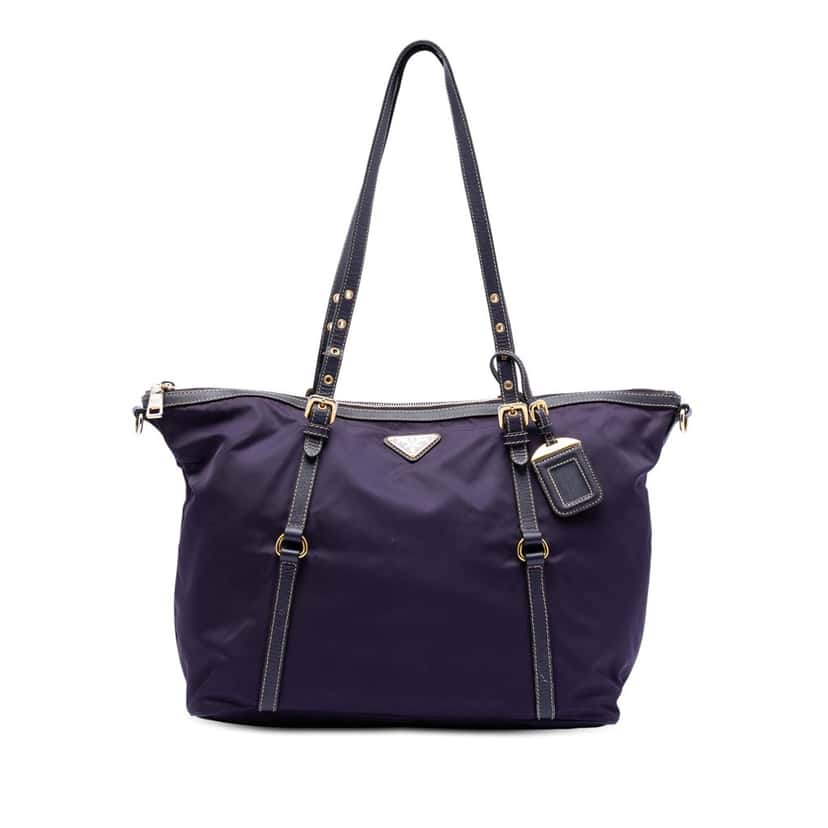 Prada Saffiano Trimmed Tessuto Satchel Purple Very good condition - Front View