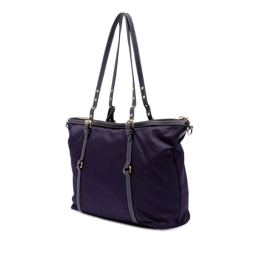 Prada Saffiano Trimmed Tessuto Satchel Purple Very good condition - Back View