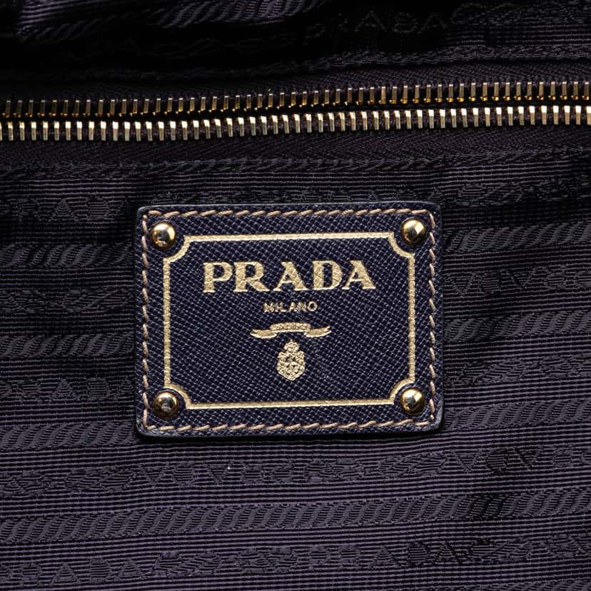 Prada Saffiano Trimmed Tessuto Satchel Purple Very good condition - Box View