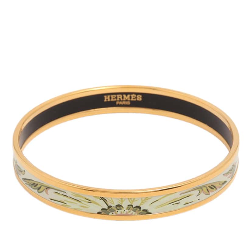 Hermès Narrow Brazil Candeur Enamel Bangle 70 Green Very good condition - Front View