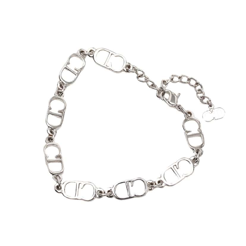 Dior Brass CD Logo Chain Link Bracelet Silver Metal Very good condition - Back View