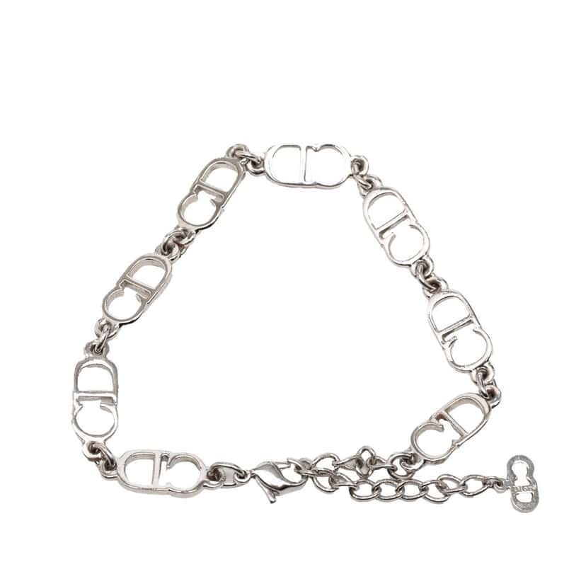 Dior Brass CD Logo Chain Link Bracelet Silver Metal Very good condition - Inside View