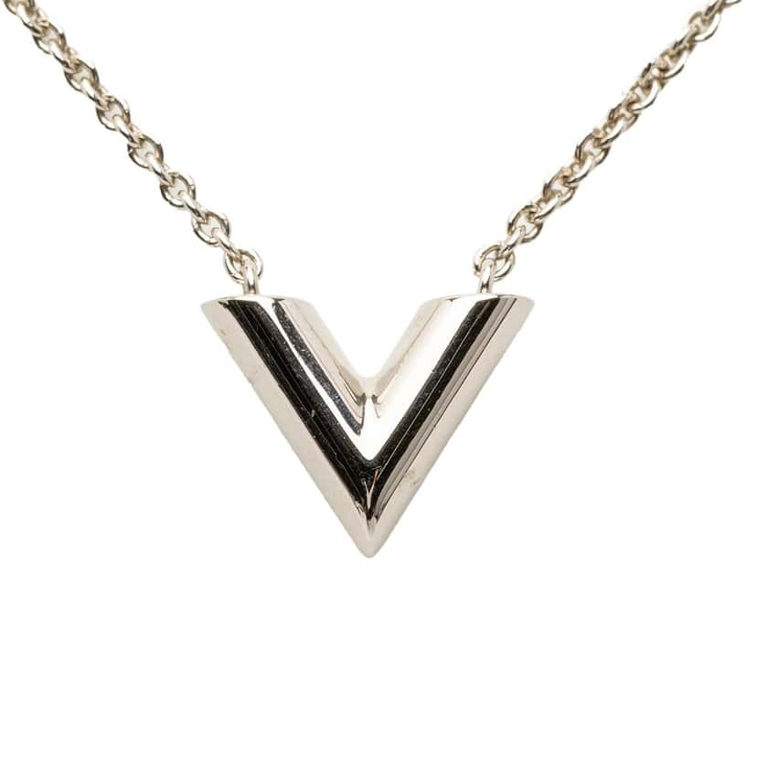 Louis Vuitton Silver Plated Essential V Supple Necklace Silver Metal Very good condition - Back View