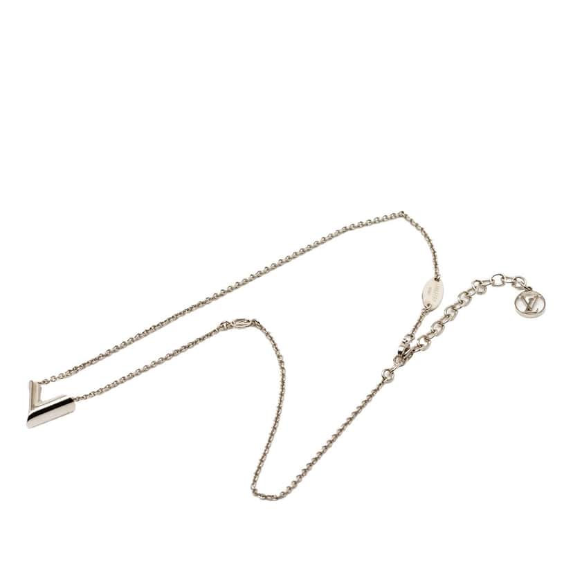 Louis Vuitton Silver Plated Essential V Supple Necklace Silver Metal Very good condition - Inside View