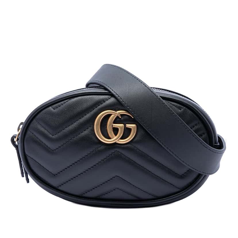 Gucci GG Marmont Matelasse Leather Belt Bag Black Leather Very good condition - Front View