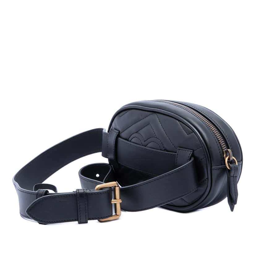 Gucci GG Marmont Matelasse Leather Belt Bag Black Leather Very good condition - Back View