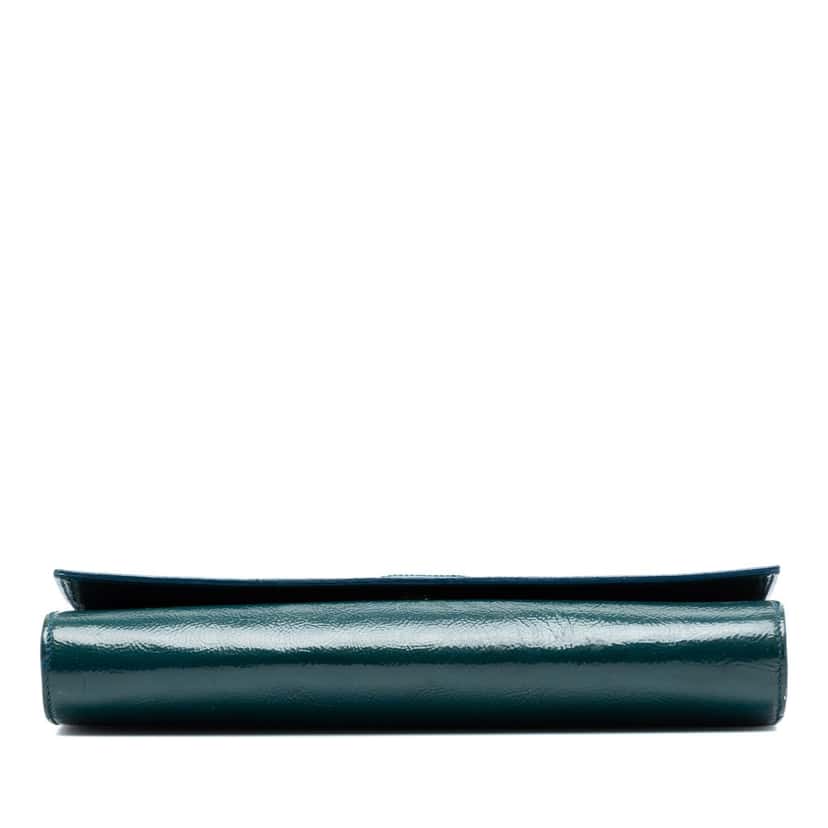 Saint Laurent Large Textured Patent Belle De Jour Clutch Blue Leather Very good condition - Inside View