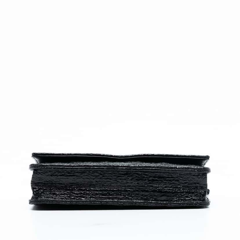 Chanel CC Quilted Crinkled Patent Wallet On Chain Black Leather Very good condition - Inside View