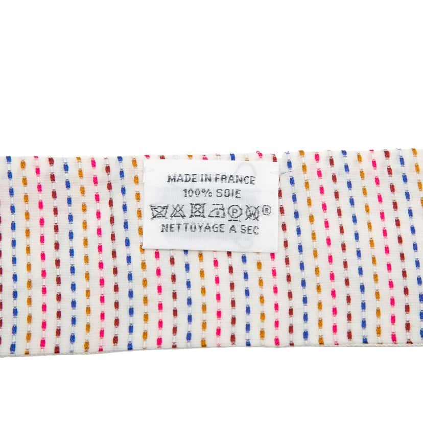 Hermès Chevaloscope Pointille Silk Twilly Scarf White Very good condition - Back View