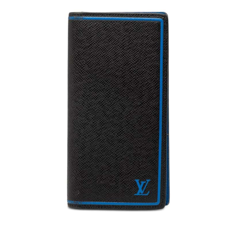 Louis Vuitton Taiga Portefeuille Brazza Bifold Long Wallet Black Leather Very good condition - Front View