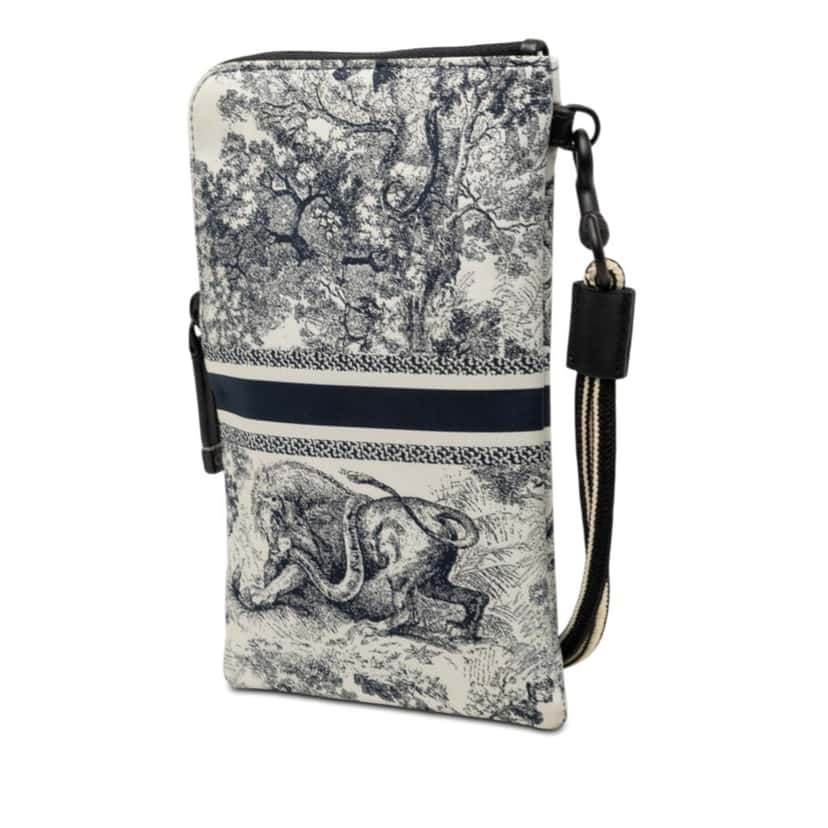 Dior Technical Fabric Embroidered Toile De Jouy DiorTravel Multifunction Pouch Blue Very good condition - Back View