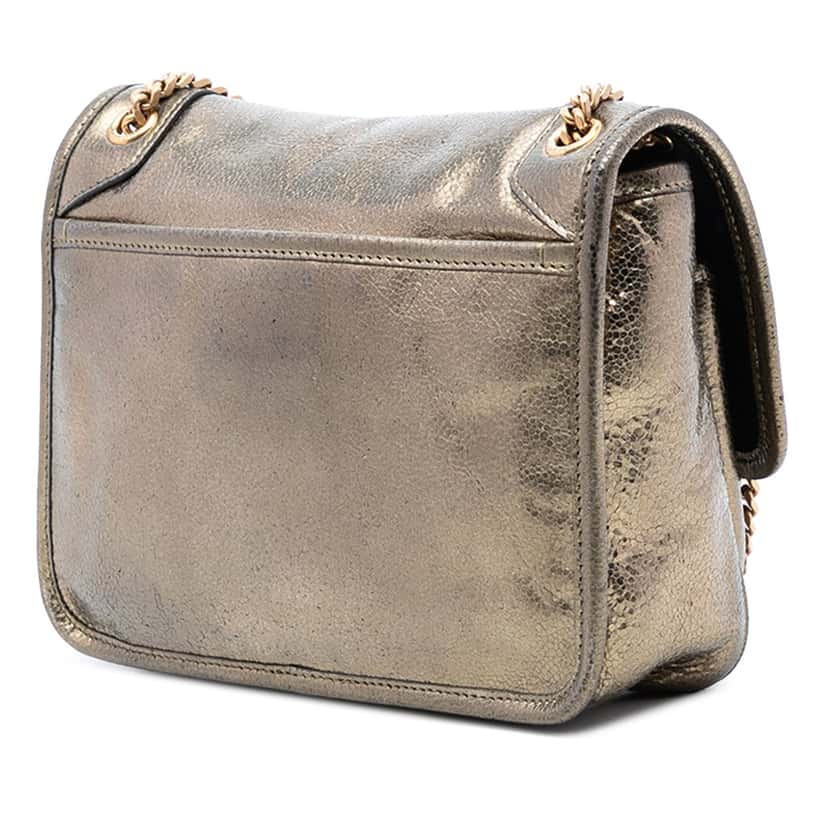 Saint Laurent Baby Metallic Calfskin Niki Gold Leather Very good condition - Back View