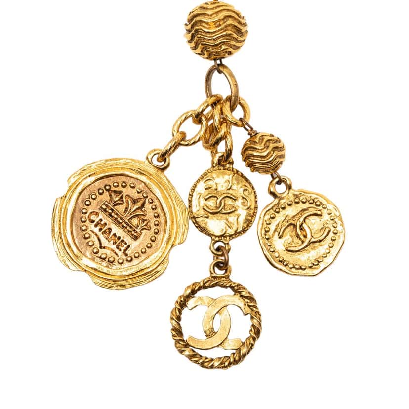 Chanel CC Gold Plated Medallion Coin Charm Pendant Necklace Gold Metal Very good condition - Inside View