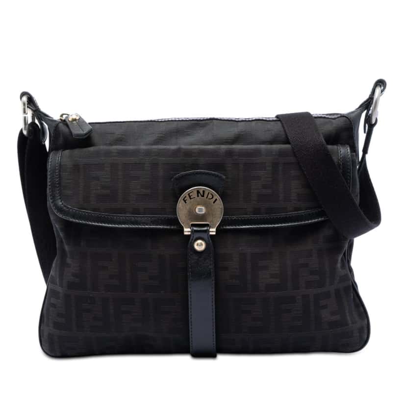 Fendi Zucca Canvas Chef Zip Crossbody Brown Very good condition - Front View