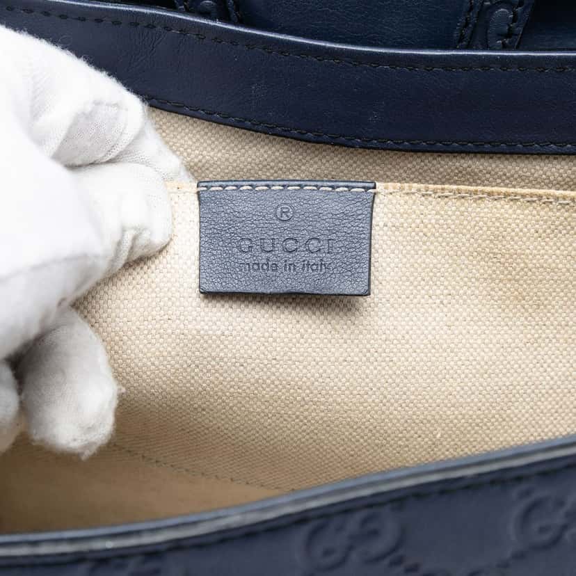 Gucci Medium Guccissima Emily Shoulder Bag Blue Leather Very good condition - Box View