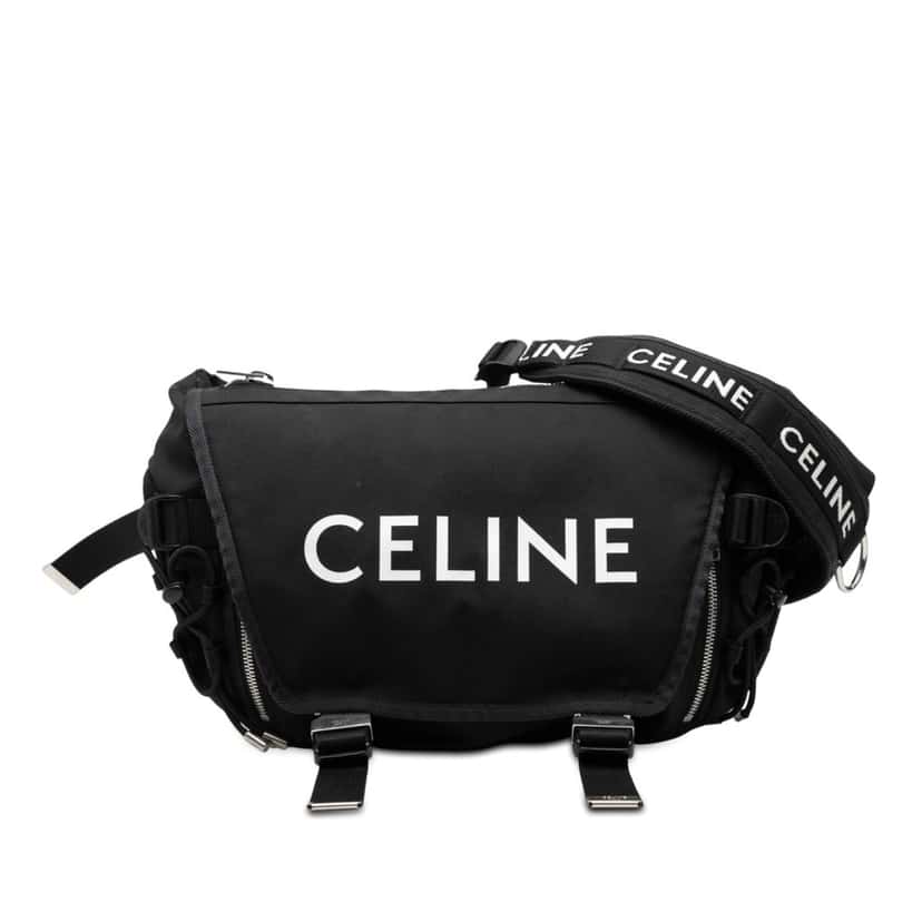 Celine Medium Nylon Logo Trekking Messenger Bag Black Very good condition - Front View
