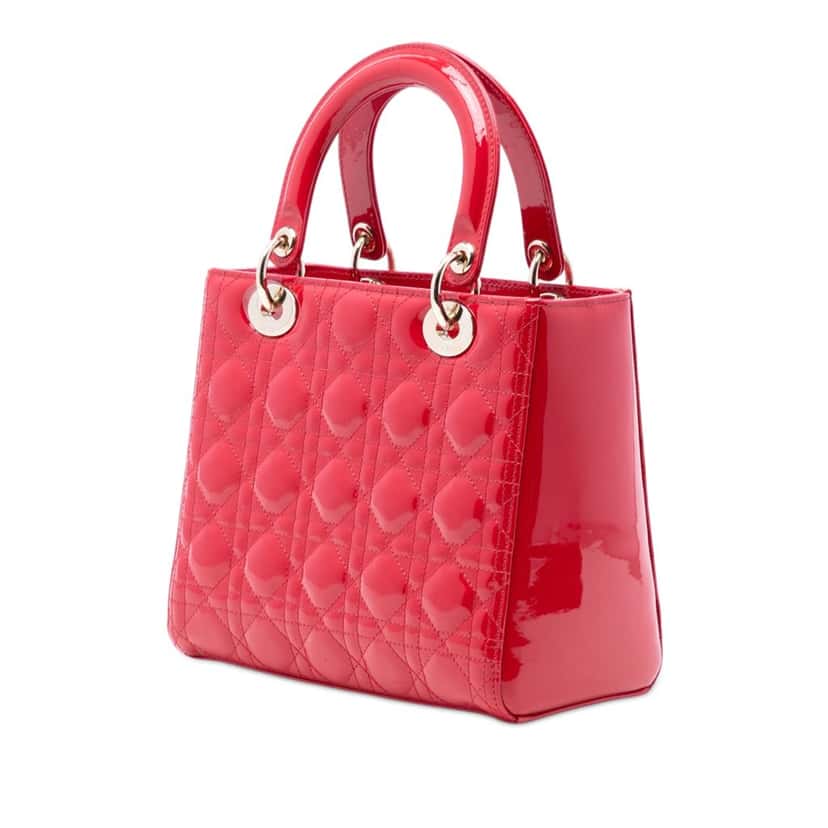 Dior Medium Patent Cannage Lady Dior Red Leather Very good condition - Back View