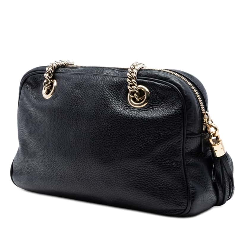 Gucci Pebbled Leather Soho Chain Zip Shoulder Bag Black Leather Very good condition - Back View