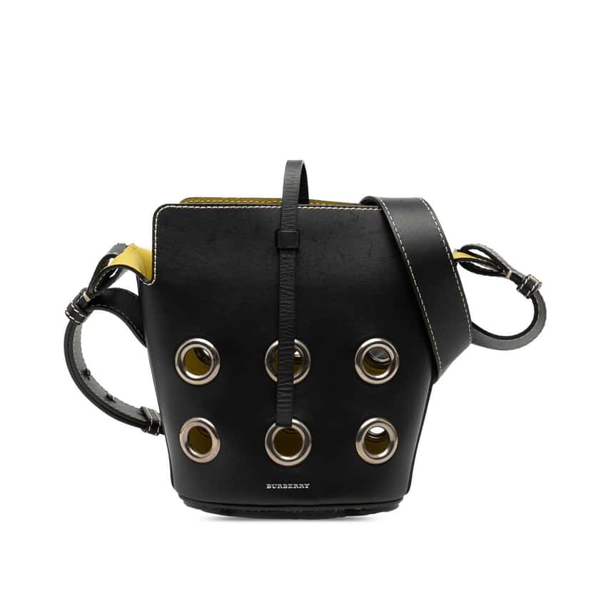 Burberry Mini Leather Grommet Bucket Bag Black Leather Very good condition - Front View