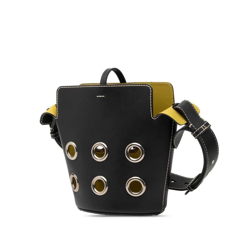 Burberry Mini Leather Grommet Bucket Bag Black Leather Very good condition - Back View