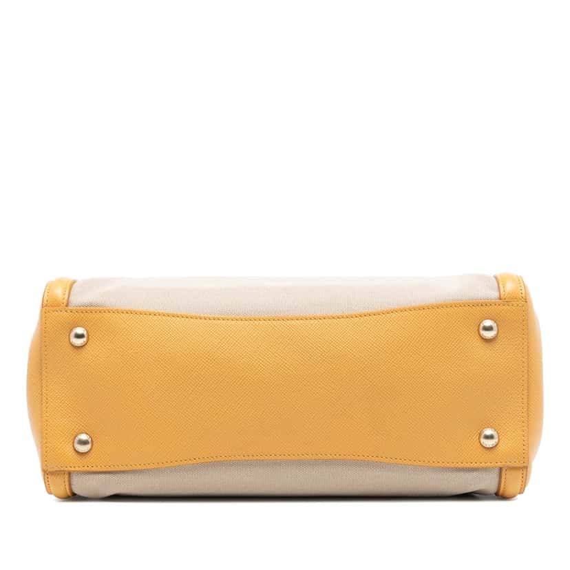Prada Saffiano Cuir Trimmed Canapa Satchel Beige Very good condition - Inside View