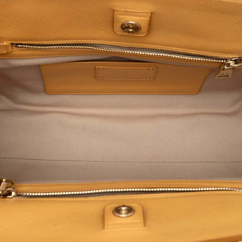 Prada Saffiano Cuir Trimmed Canapa Satchel Beige Very good condition - Model View