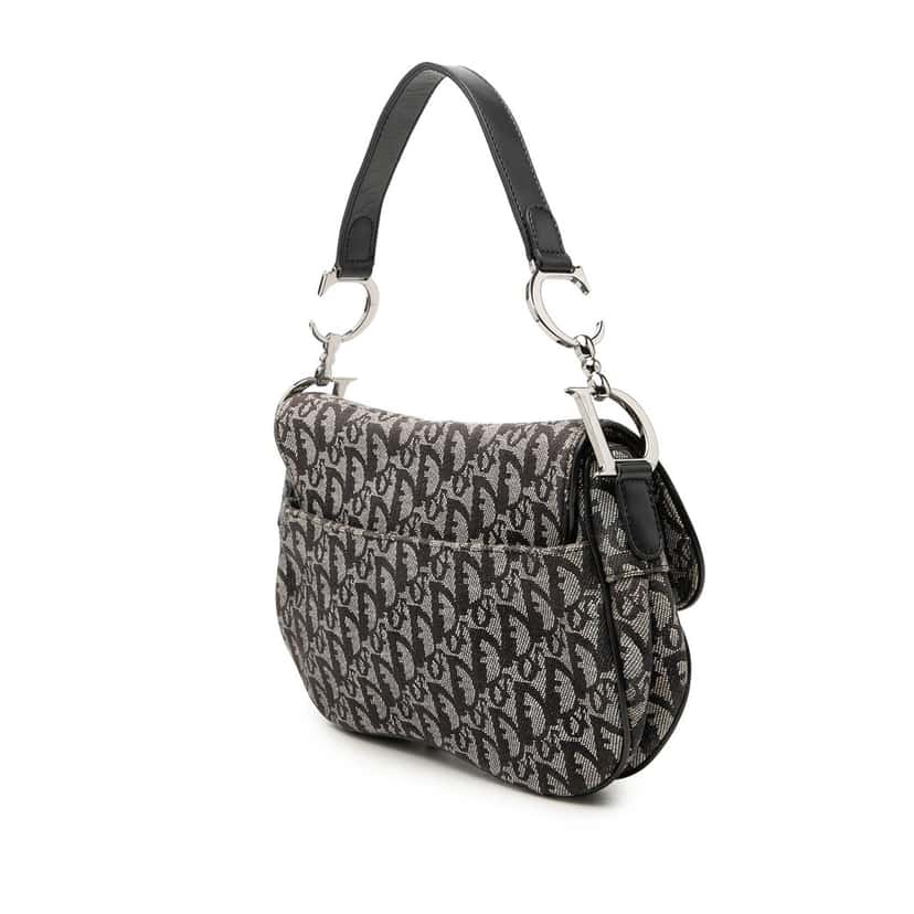 Dior Diorissimo Canvas Double Saddle Bag Black Very good condition - Back View
