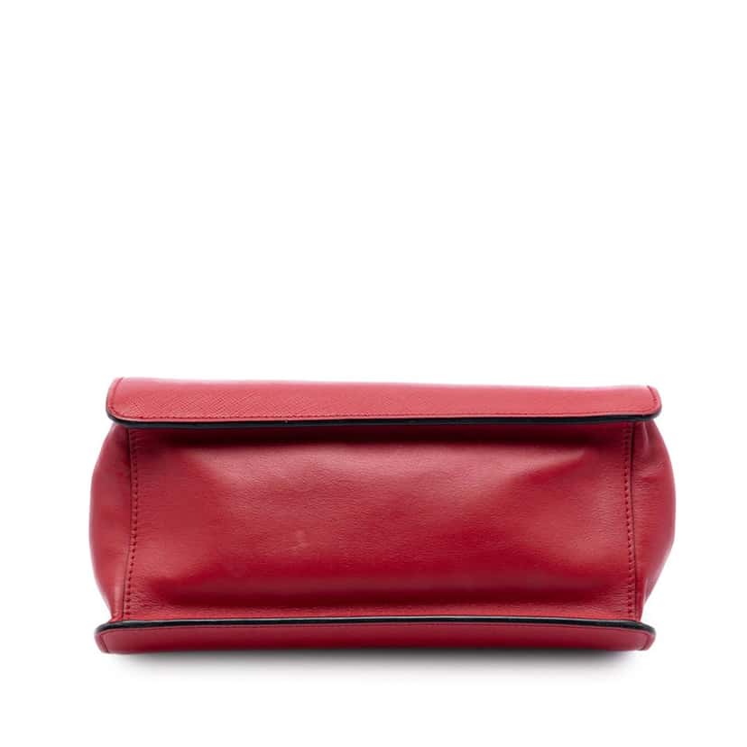 Prada Saffiano and City Calf Light Frame Crossbody Red Leather Very good condition - Inside View