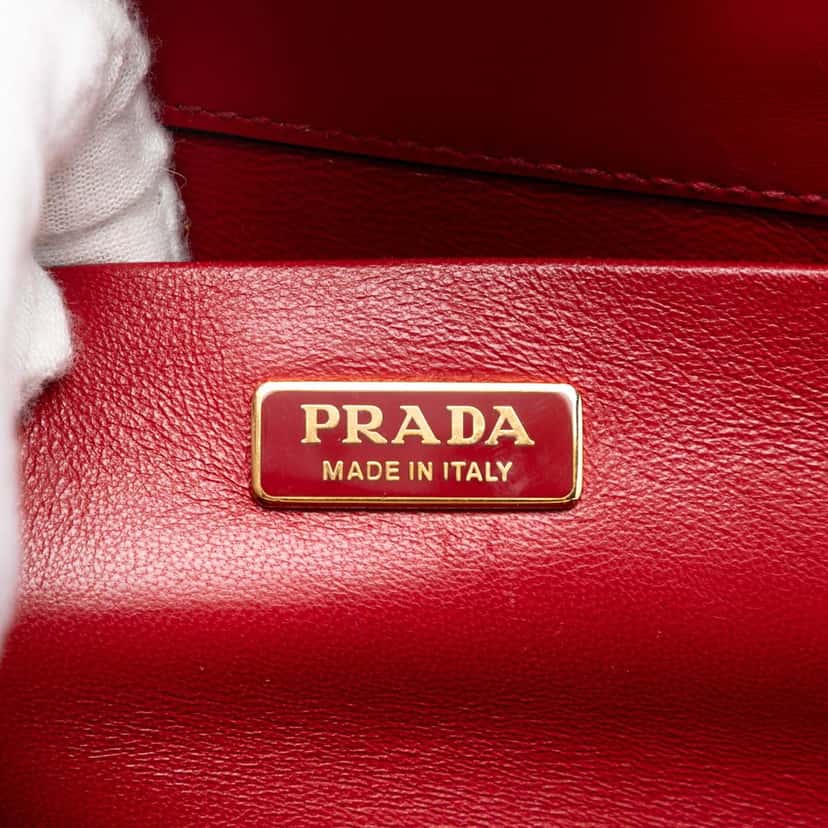Prada Saffiano and City Calf Light Frame Crossbody Red Leather Very good condition - Box View