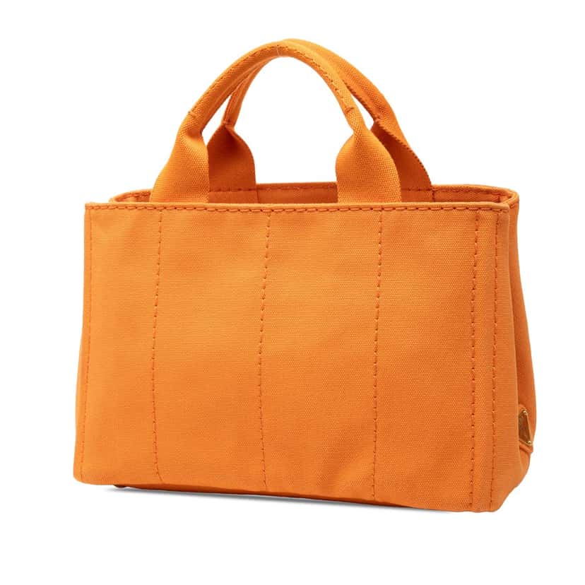 Prada Small Canvas Canapa Logo Satchel Orange Very good condition - Back View