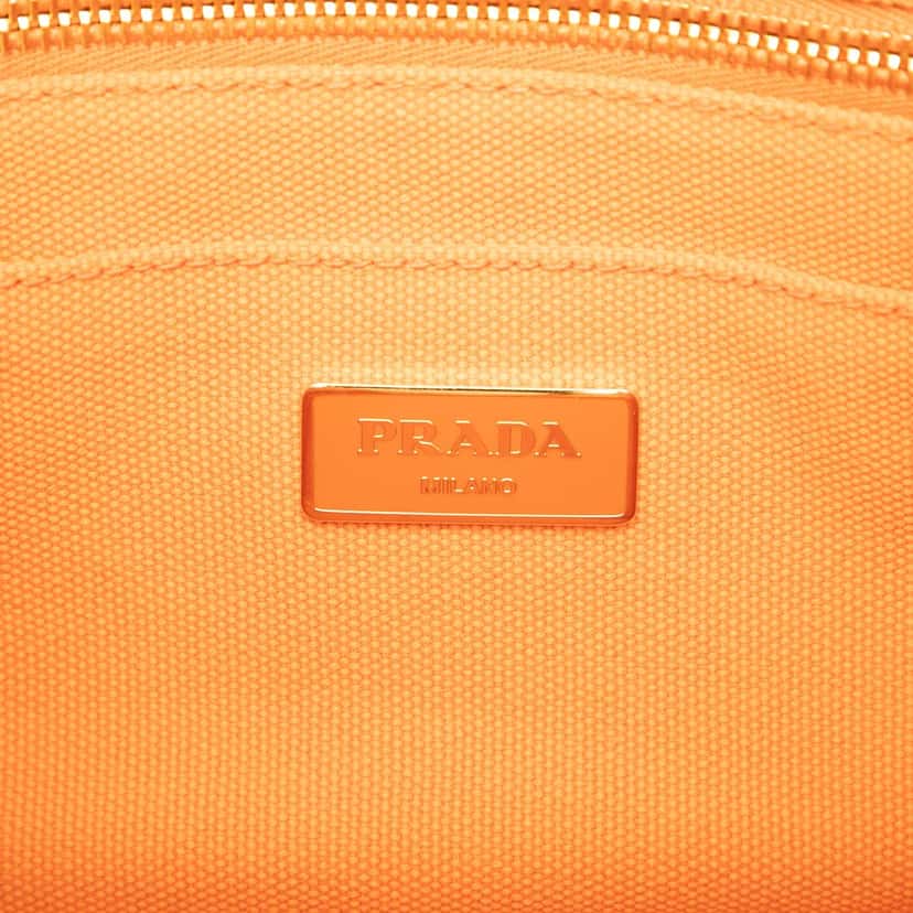 Prada Small Canvas Canapa Logo Satchel Orange Very good condition - Box View