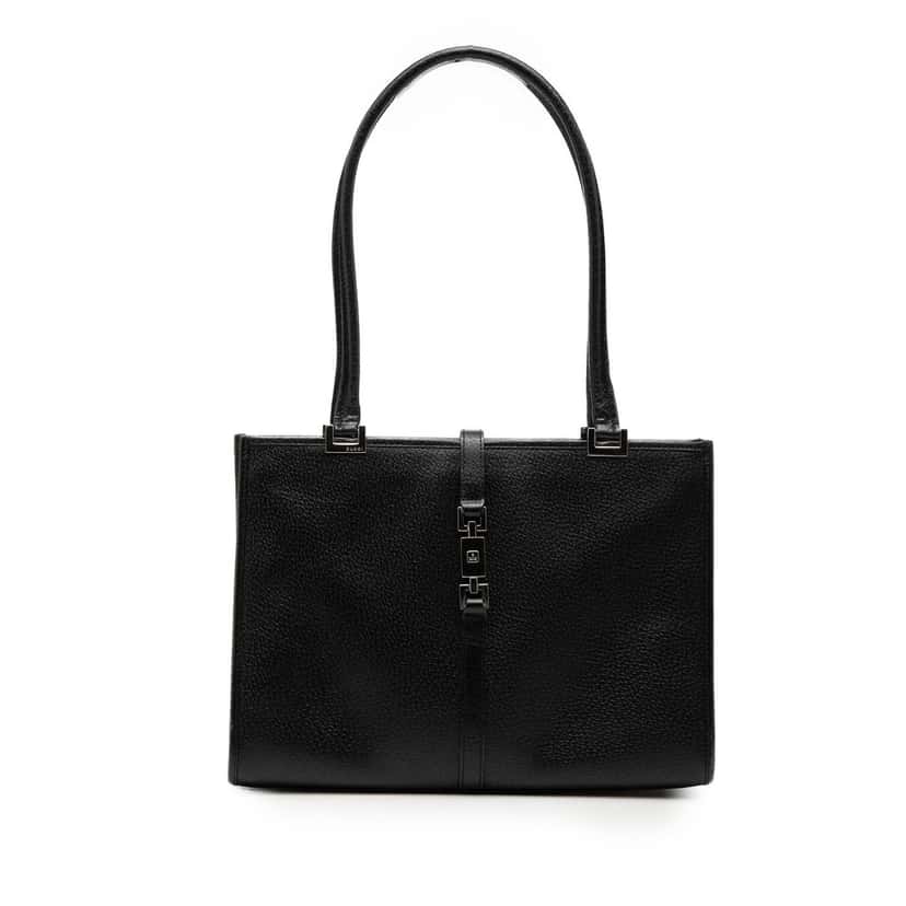 Gucci Calfskin Jackie Tote Black Leather Very good condition - Front View